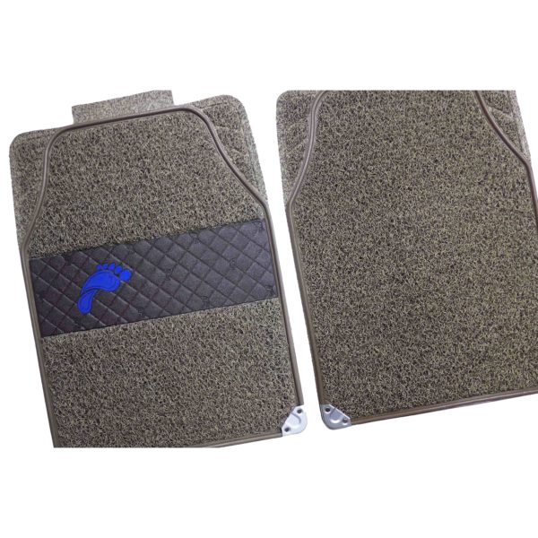 Universal PVC Coil Carpet Floor Mat with Footprint Beige&Brown